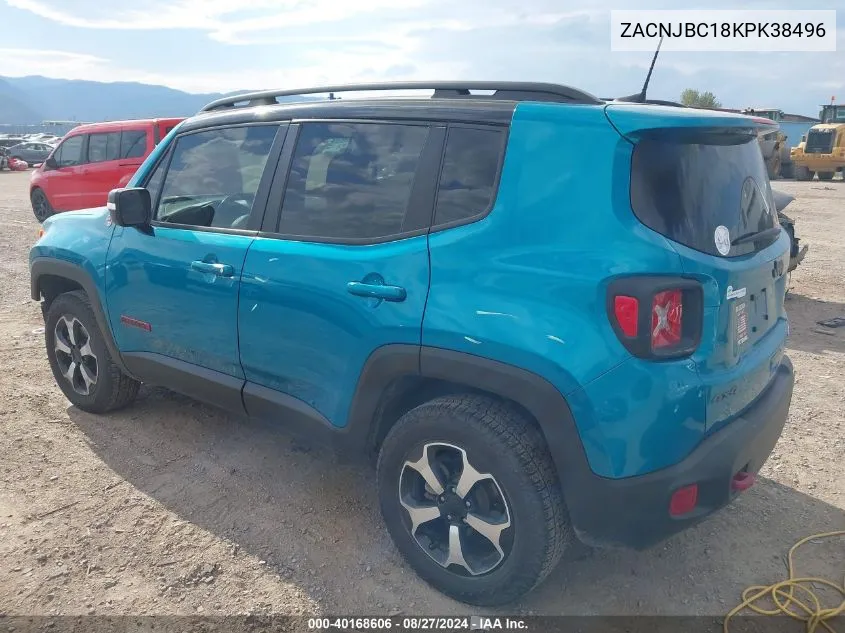 2019 Jeep Renegade Trailhawk 4X4 VIN: ZACNJBC18KPK38496 Lot: 40168606