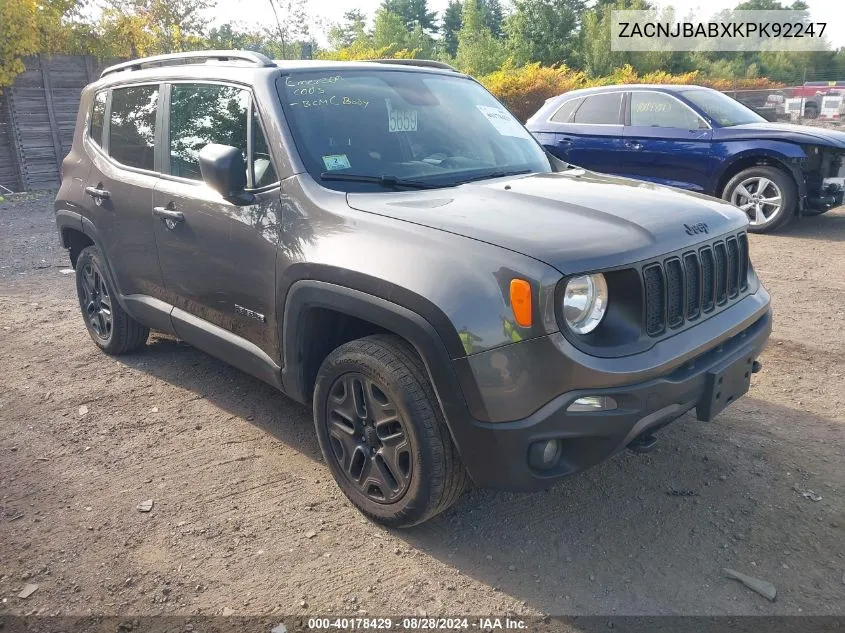 2019 Jeep Renegade Upland 4X4 VIN: ZACNJBABXKPK92247 Lot: 40178429