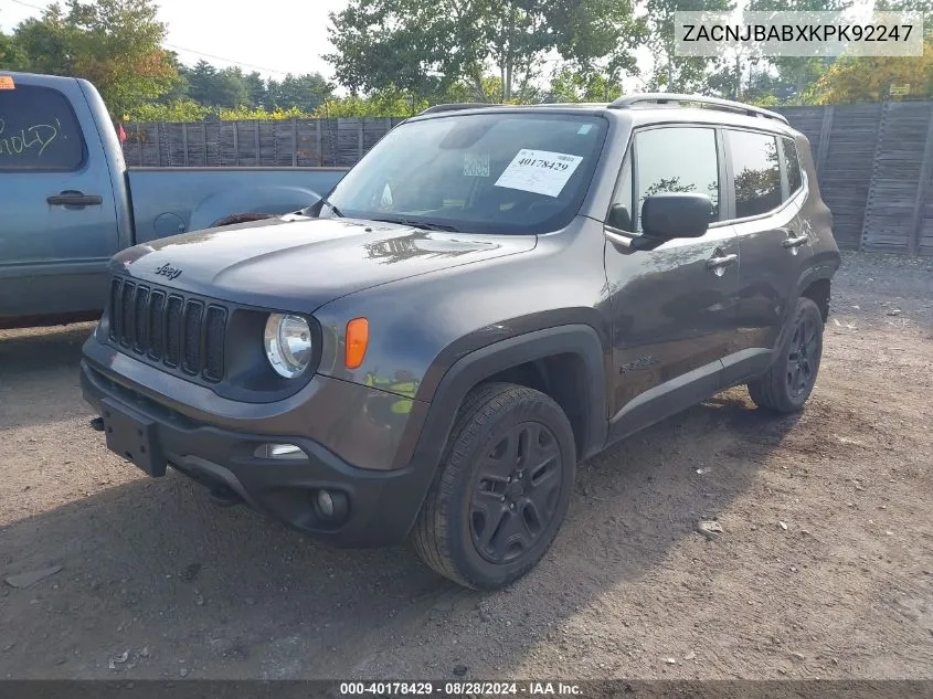 2019 Jeep Renegade Upland 4X4 VIN: ZACNJBABXKPK92247 Lot: 40178429