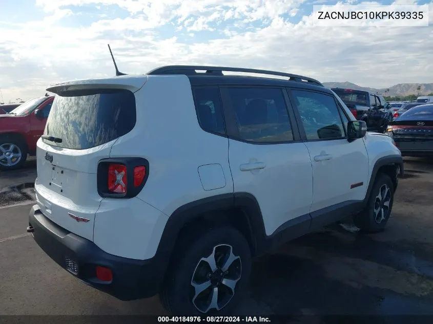 2019 Jeep Renegade Trailhawk 4X4 VIN: ZACNJBC10KPK39335 Lot: 40184976