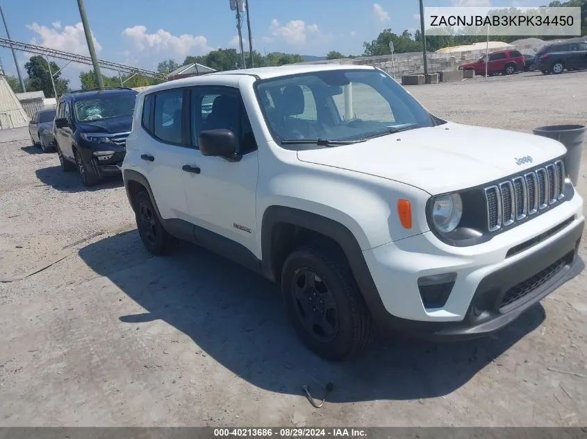 ZACNJBAB3KPK34450 2019 Jeep Renegade Sport 4X4