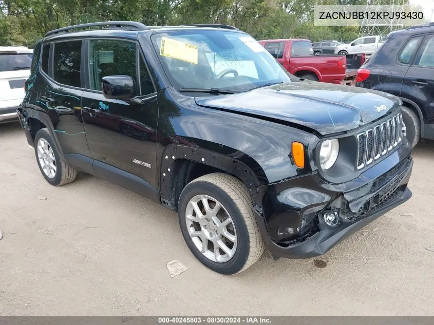 2019 Jeep Renegade Latitude 4X4 VIN: ZACNJBB12KPJ93430 Lot: 40245803