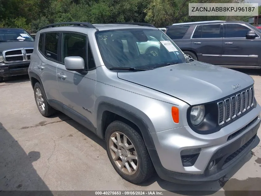 2019 Jeep Renegade Latitude Fwd VIN: ZACNJABB8KPJ96187 Lot: 40275653