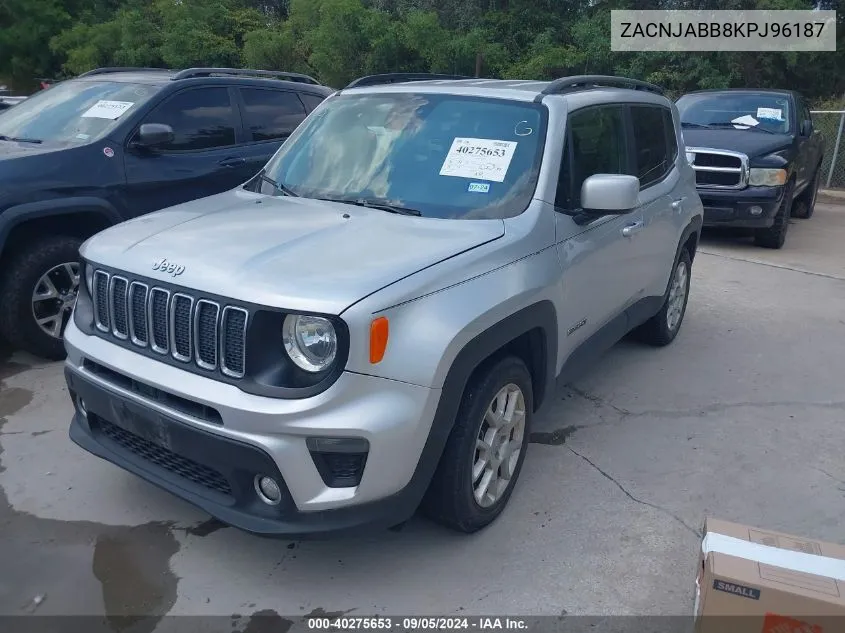 2019 Jeep Renegade Latitude Fwd VIN: ZACNJABB8KPJ96187 Lot: 40275653