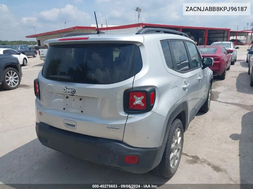 2019 Jeep Renegade Latitude Fwd VIN: ZACNJABB8KPJ96187 Lot: 40275653