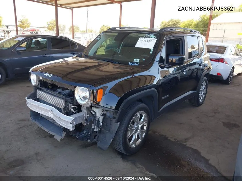 2019 Jeep Renegade Latitude Fwd VIN: ZACNJABB6KPJ83521 Lot: 40314526