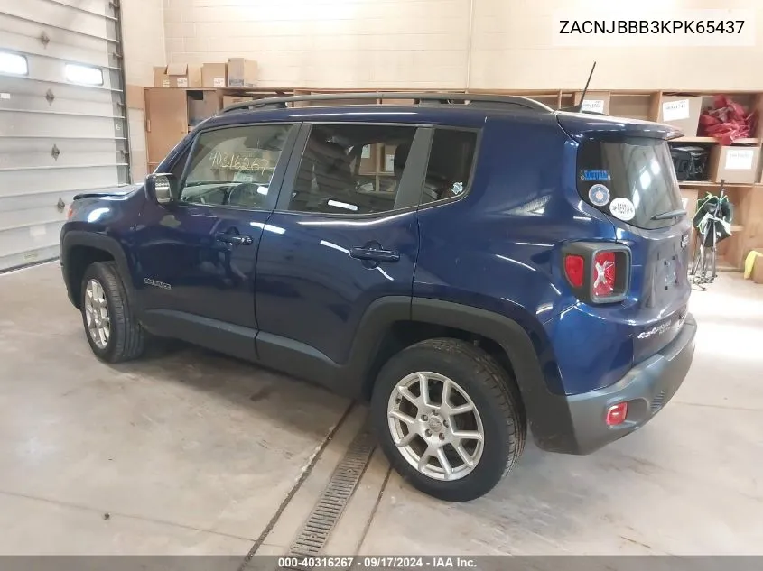 2019 Jeep Renegade Latitude 4X4 VIN: ZACNJBBB3KPK65437 Lot: 40316267