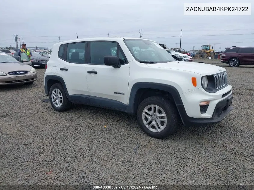 ZACNJBAB4KPK24722 2019 Jeep Renegade Sport 4X4