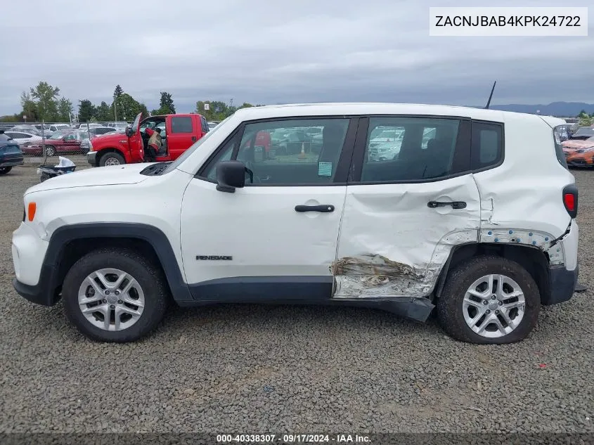 2019 Jeep Renegade Sport 4X4 VIN: ZACNJBAB4KPK24722 Lot: 40338307