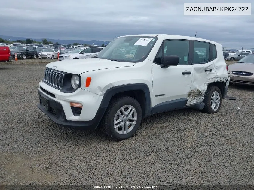 ZACNJBAB4KPK24722 2019 Jeep Renegade Sport 4X4