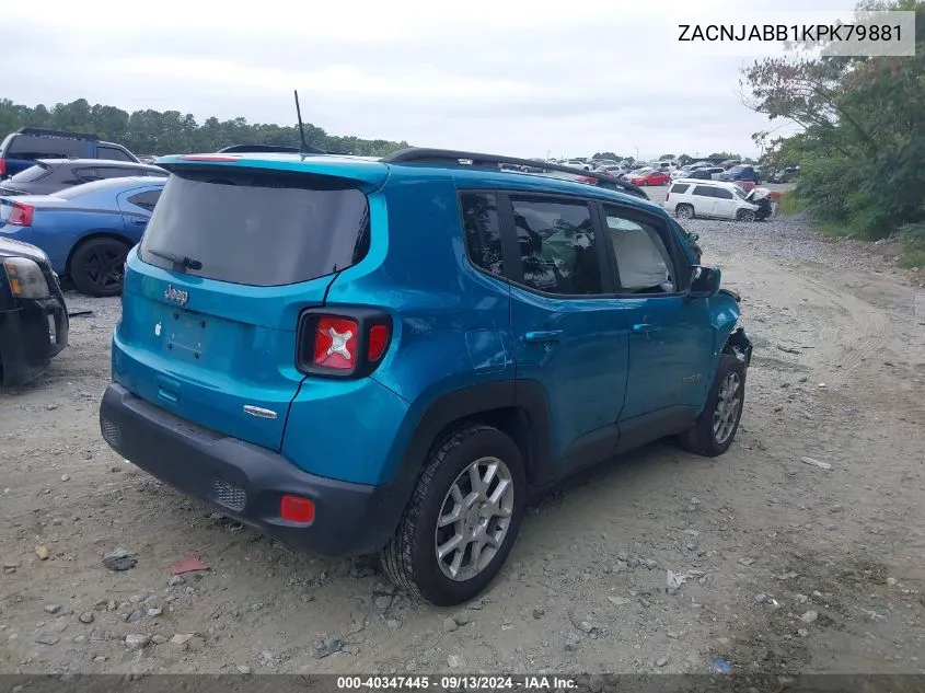 2019 Jeep Renegade Latitude Fwd VIN: ZACNJABB1KPK79881 Lot: 40347445