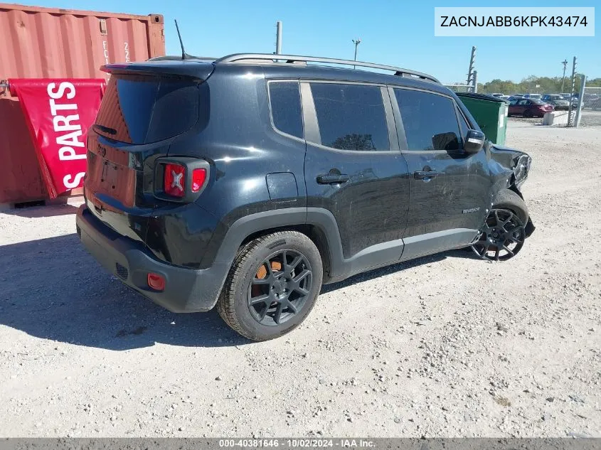 2019 Jeep Renegade Altitude Fwd VIN: ZACNJABB6KPK43474 Lot: 40381646