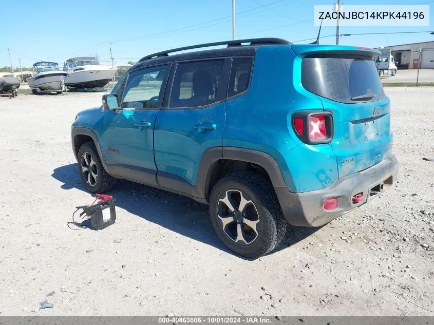 2019 Jeep Renegade Trailhawk VIN: ZACNJBC14KPK44196 Lot: 40463806