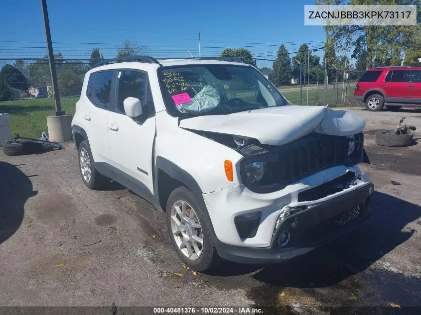 2019 Jeep Renegade Latitude 4X4 VIN: ZACNJBBB3KPK73117 Lot: 40481376