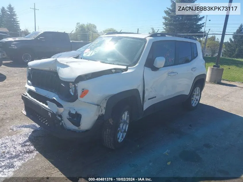 2019 Jeep Renegade Latitude 4X4 VIN: ZACNJBBB3KPK73117 Lot: 40481376