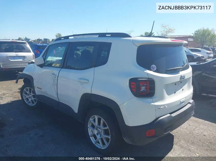 2019 Jeep Renegade Latitude 4X4 VIN: ZACNJBBB3KPK73117 Lot: 40481376