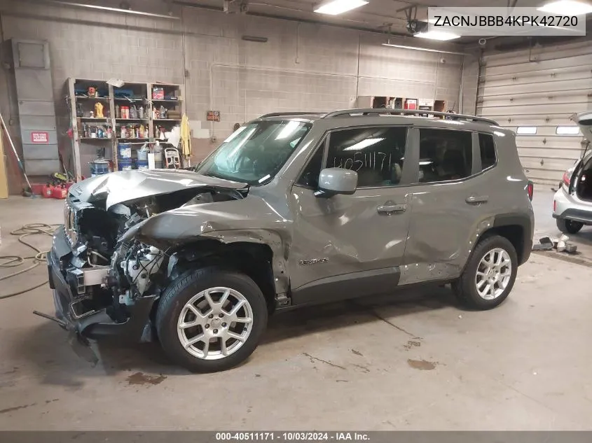 2019 Jeep Renegade Latitude 4X4 VIN: ZACNJBBB4KPK42720 Lot: 40511171