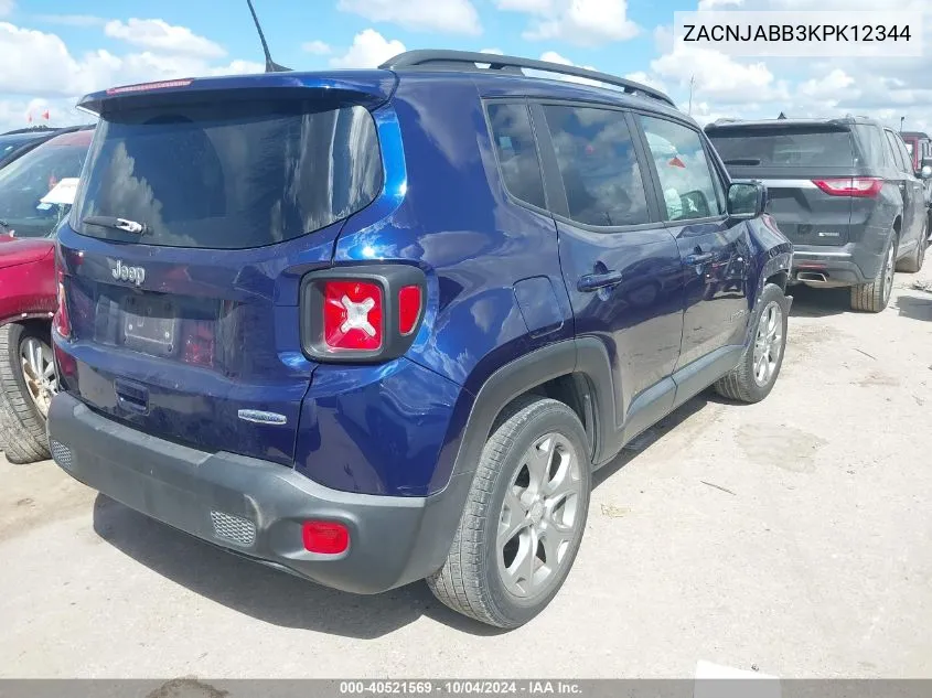 2019 Jeep Renegade Latitude Fwd VIN: ZACNJABB3KPK12344 Lot: 40521569