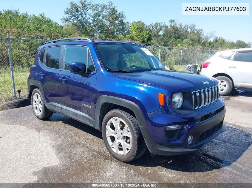 2019 Jeep Renegade Latitude Fwd VIN: ZACNJABB0KPJ77603 Lot: 40560730