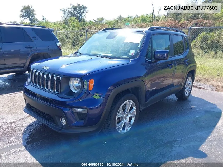 2019 Jeep Renegade Latitude Fwd VIN: ZACNJABB0KPJ77603 Lot: 40560730