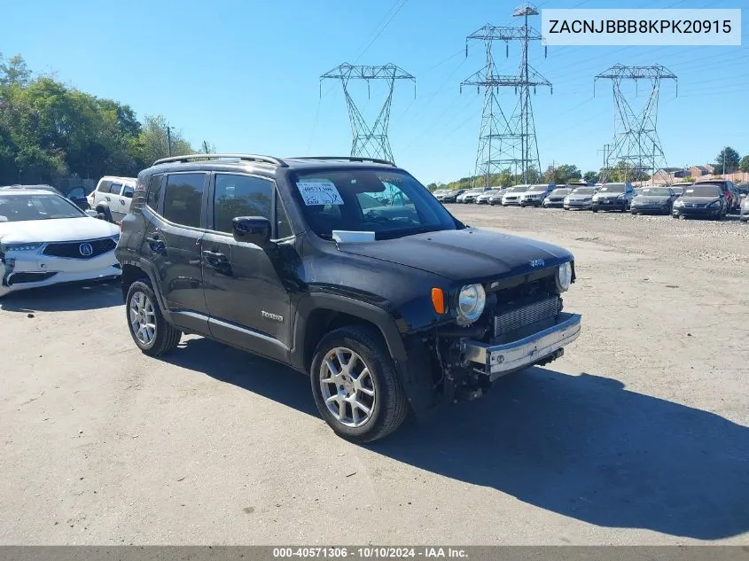 2019 Jeep Renegade Latitude 4X4 VIN: ZACNJBBB8KPK20915 Lot: 40571306