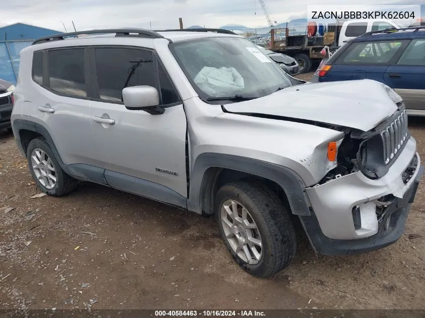 2019 Jeep Renegade Latitude 4X4 VIN: ZACNJBBB3KPK62604 Lot: 40584463