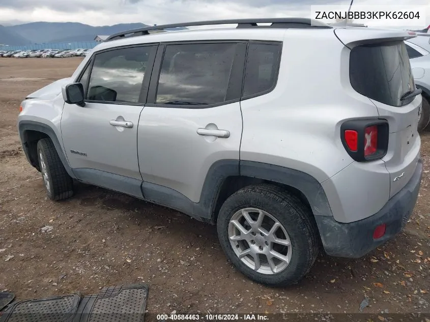 2019 Jeep Renegade Latitude 4X4 VIN: ZACNJBBB3KPK62604 Lot: 40584463