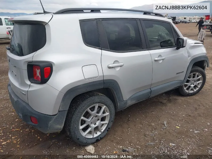 2019 Jeep Renegade Latitude 4X4 VIN: ZACNJBBB3KPK62604 Lot: 40584463