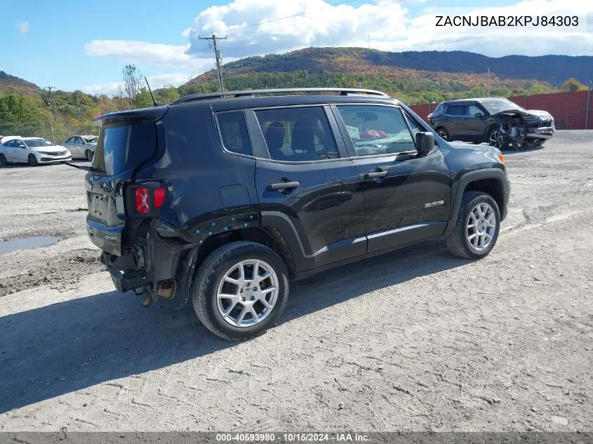 2019 Jeep Renegade Sport 4X4 VIN: ZACNJBAB2KPJ84303 Lot: 40593980