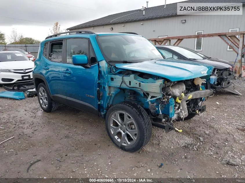 2019 Jeep Renegade Latitude 4X4 VIN: ZACNJBBBXKPK35755 Lot: 40605665