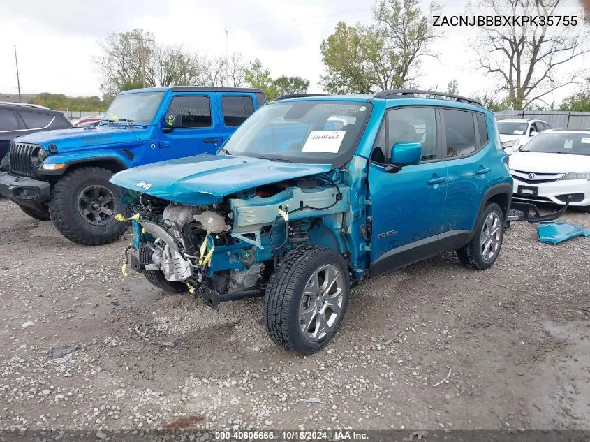 2019 Jeep Renegade Latitude 4X4 VIN: ZACNJBBBXKPK35755 Lot: 40605665