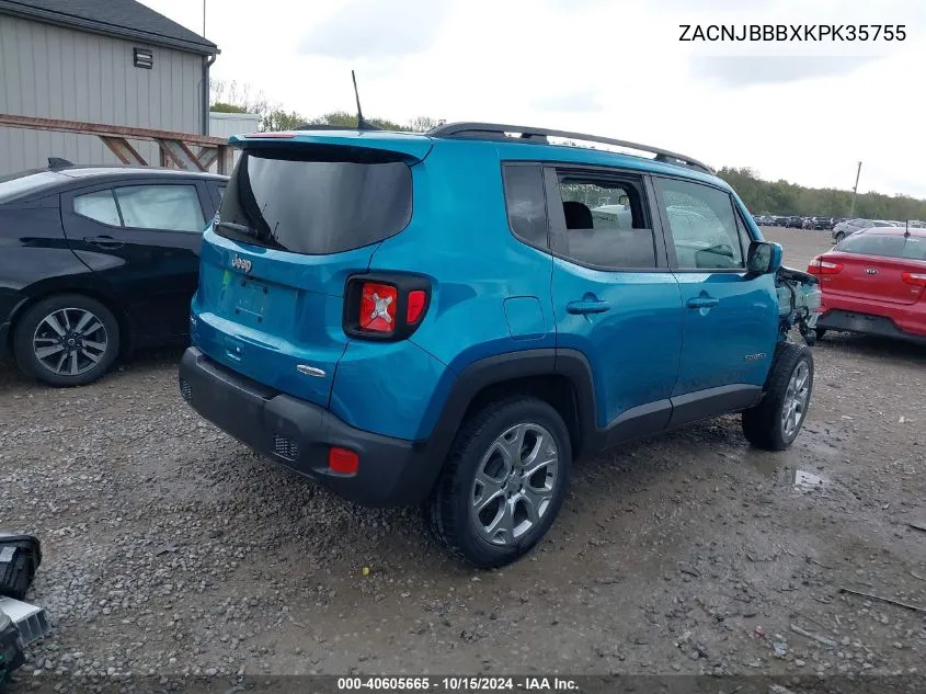 2019 Jeep Renegade Latitude 4X4 VIN: ZACNJBBBXKPK35755 Lot: 40605665