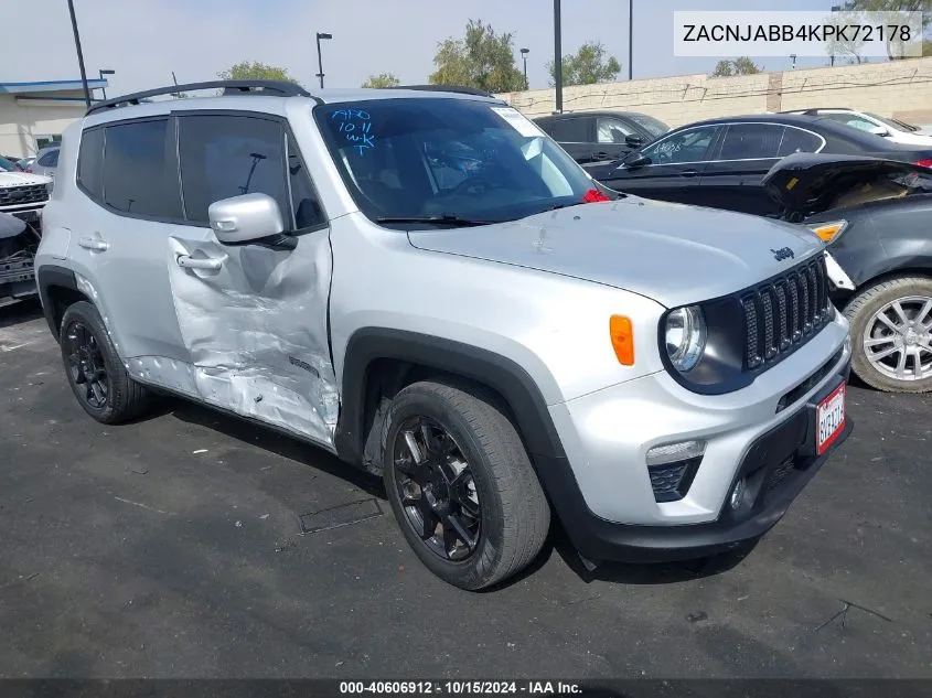 2019 Jeep Renegade Altitude Fwd VIN: ZACNJABB4KPK72178 Lot: 40606912