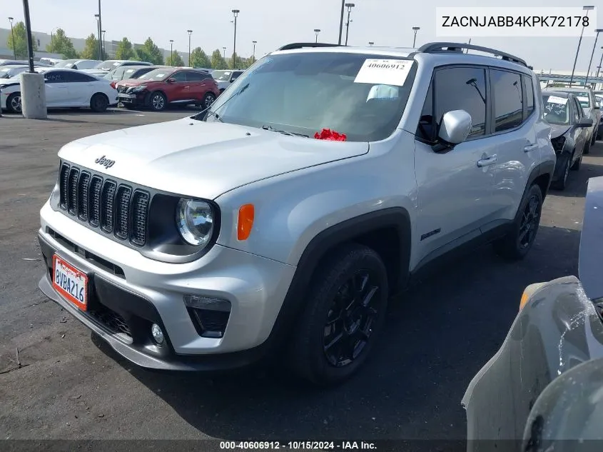 2019 Jeep Renegade Altitude Fwd VIN: ZACNJABB4KPK72178 Lot: 40606912