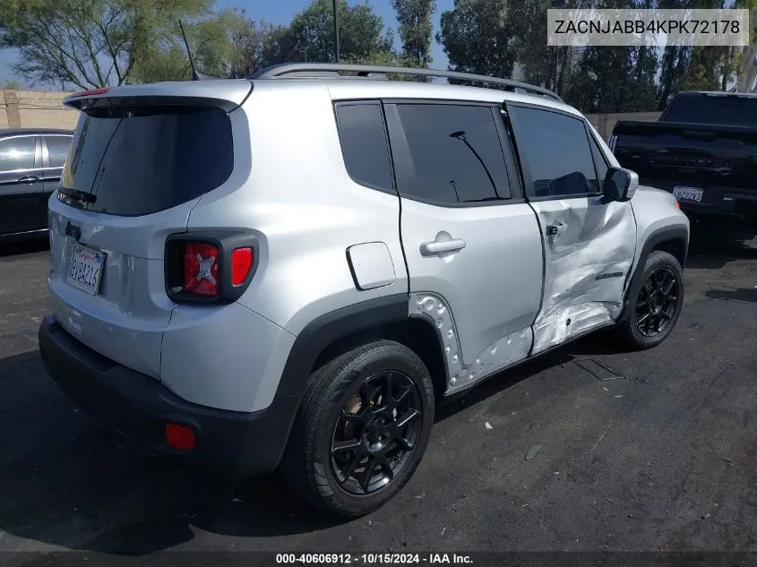 2019 Jeep Renegade Altitude Fwd VIN: ZACNJABB4KPK72178 Lot: 40606912