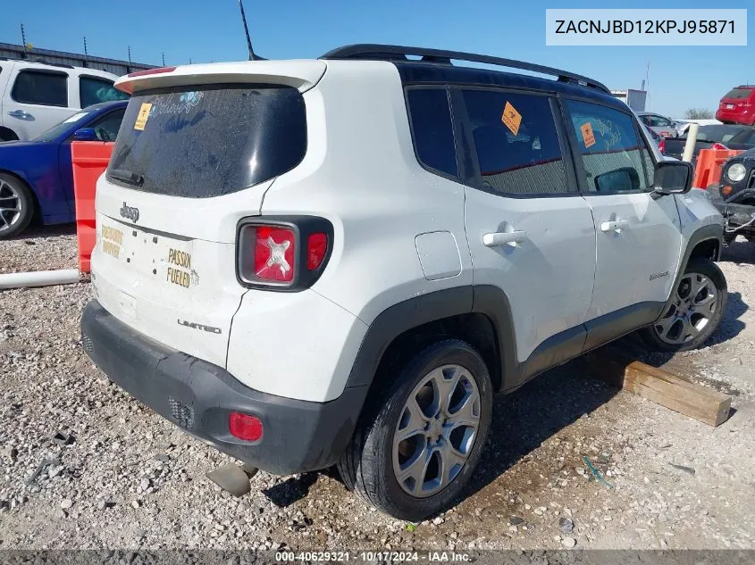 2019 Jeep Renegade Limited 4X4 VIN: ZACNJBD12KPJ95871 Lot: 40629321