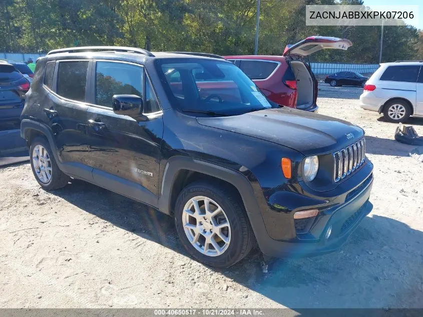 2019 Jeep Renegade Latitude Fwd VIN: ZACNJABBXKPK07206 Lot: 40650517