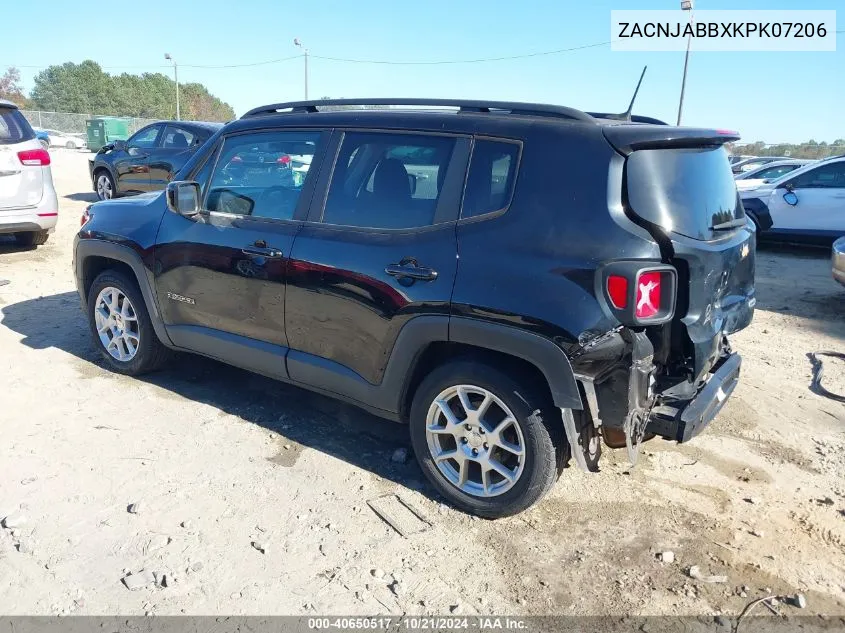 2019 Jeep Renegade Latitude Fwd VIN: ZACNJABBXKPK07206 Lot: 40650517