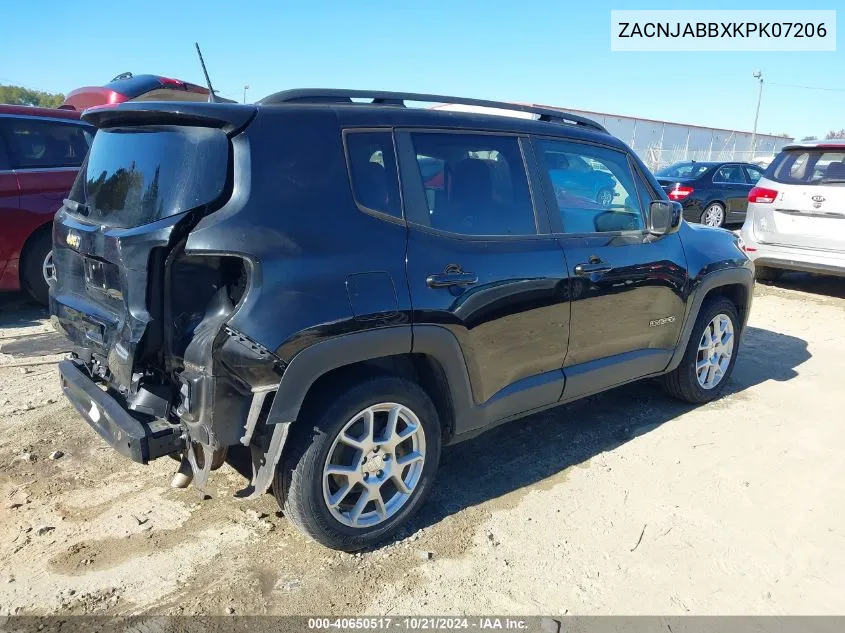 2019 Jeep Renegade Latitude Fwd VIN: ZACNJABBXKPK07206 Lot: 40650517