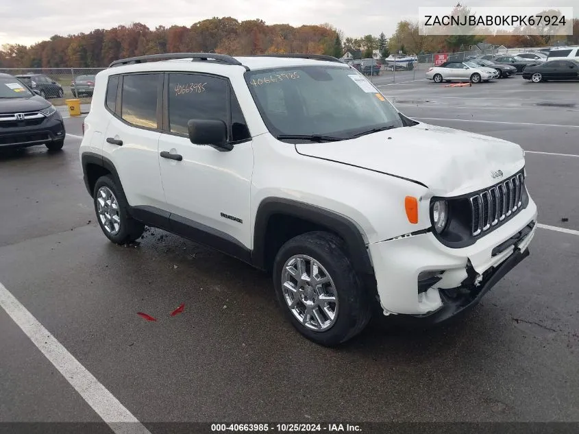 2019 Jeep Renegade Sport 4X4 VIN: ZACNJBAB0KPK67924 Lot: 40663985