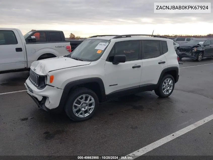 2019 Jeep Renegade Sport 4X4 VIN: ZACNJBAB0KPK67924 Lot: 40663985