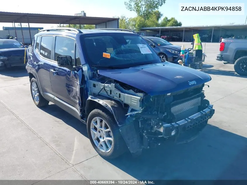 2019 Jeep Renegade Latitude Fwd VIN: ZACNJABB4KPK94858 Lot: 40669394