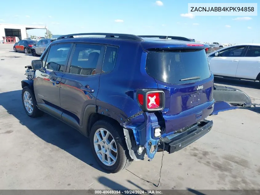 2019 Jeep Renegade Latitude Fwd VIN: ZACNJABB4KPK94858 Lot: 40669394