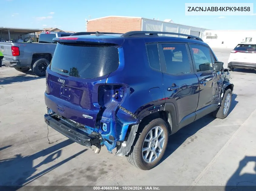 2019 Jeep Renegade Latitude Fwd VIN: ZACNJABB4KPK94858 Lot: 40669394