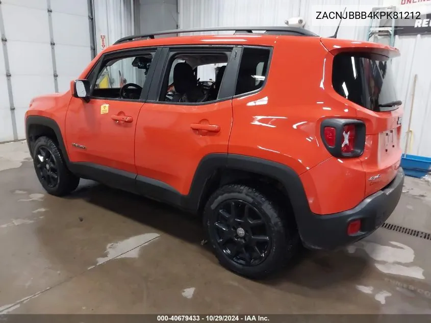 2019 Jeep Renegade Latitude 4X4 VIN: ZACNJBBB4KPK81212 Lot: 40679433