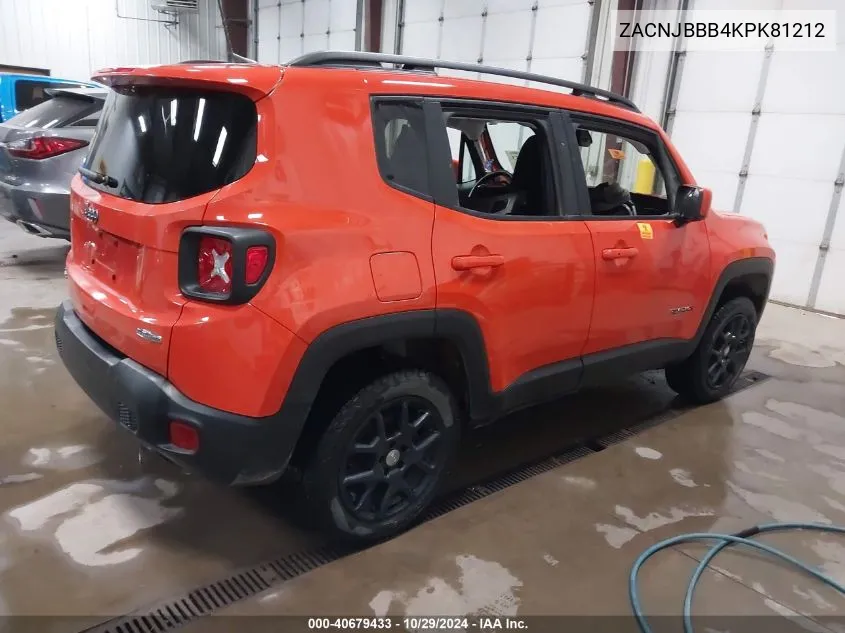 2019 Jeep Renegade Latitude 4X4 VIN: ZACNJBBB4KPK81212 Lot: 40679433