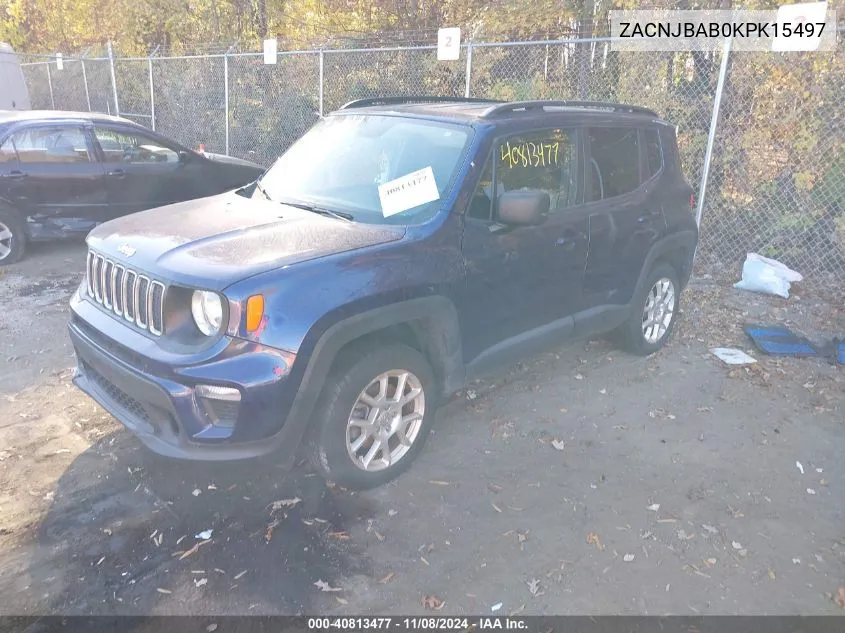 2019 Jeep Renegade Sport 4X4 VIN: ZACNJBAB0KPK15497 Lot: 40813477