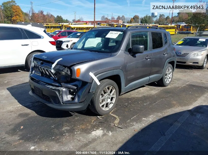 2019 Jeep Renegade Sport Fwd VIN: ZACNJAAB8KPK49343 Lot: 40817605