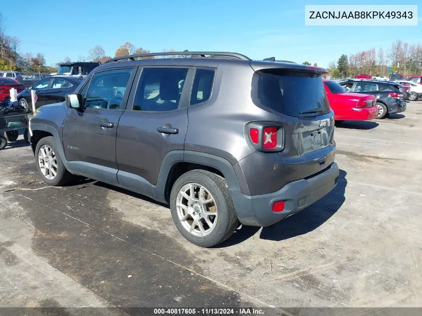 2019 Jeep Renegade Sport Fwd VIN: ZACNJAAB8KPK49343 Lot: 40817605