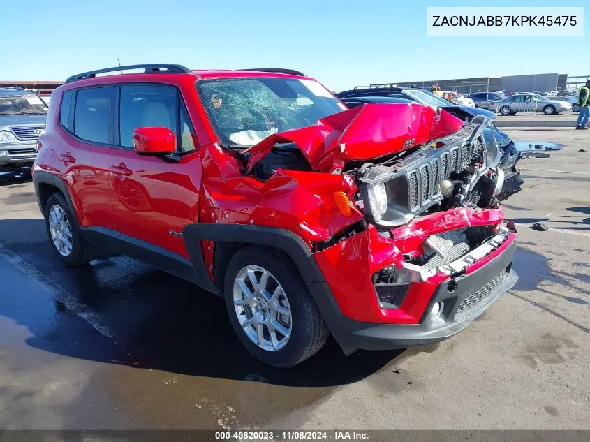 2019 Jeep Renegade Latitude Fwd VIN: ZACNJABB7KPK45475 Lot: 40820023